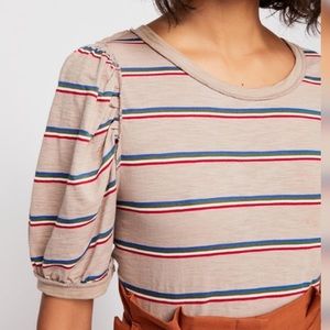 Free People Striped Top Short Sleeves